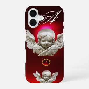 Coque iPhone 16 ANGE FLORENTIN DE LA RENAISSANCE Monogramme Rubis