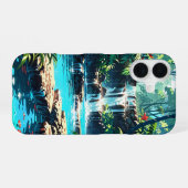 Coque iPhone 16 Anime caché Cascade de Jungle d'Été (Verso Horizontal)