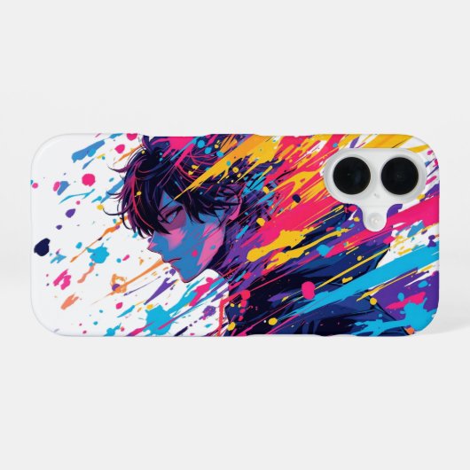 Coque iPhone 16 Anime Graffiti Chaos — Color Splash (Verso Horizontal)