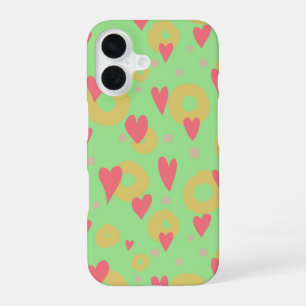 Coque iPhone 16 Anneaux de beignet cœurs de couleurs de printemps