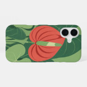 Coque iPhone 16 Anthurium stylisé vintage (Verso Horizontal)