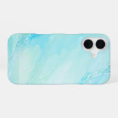 Coque iPhone 16 Aqua Marble Abstract Art Phone Case (Verso Horizontal)