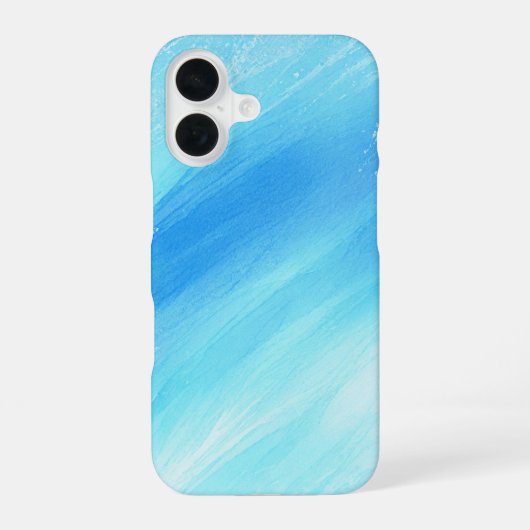 Coque iPhone 16 Aquarelle bleu clair dégradé (Verso)