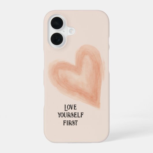 Coque iPhone 16 Aquarelle Bleue Coeur 'Aimez-Vous D'Abord' (Verso)