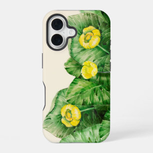Coque iPhone 16 aquarelle de nénuphar jaune