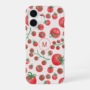 Coque iPhone 16 Aquarelle de tomate Monogramme méditerranéen initi
