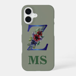 Coque iPhone 16 aquarelle élégante d'un bouquet floral rouge et bl