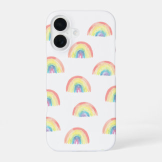 Coque iPhone 16 Aquarelle moderne pastel arc-en-ciel mignon