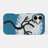 Coque iPhone 16 Arbre abstrait sur fond bleu (Verso Horizontal)