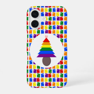 Coque iPhone 16 Arbre de Noël arc-en-ciel lesbien et cadeaux