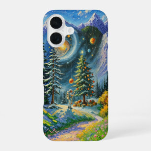 Coque iPhone 16 Arbre de Noël dans l'espace
