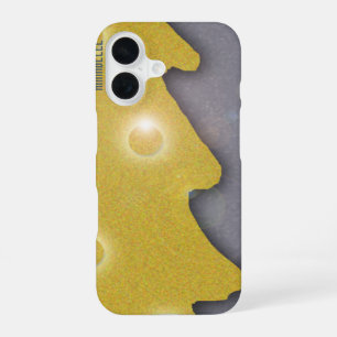 Coque iPhone 16 Arbre de Noël doré sur fond gris avec texte