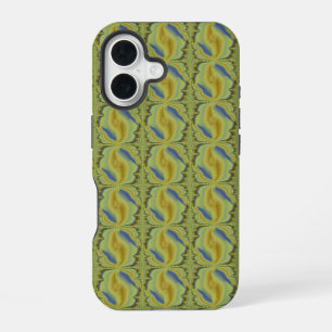 Coque iPhone 16 Arc-en-ciel bleu jaune dans un style rétro