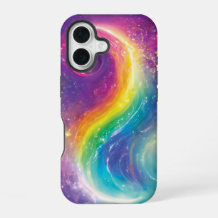 Coque iPhone 16 Arc-en-ciel cosmique Yin Yang Rêves de nébuleuse d