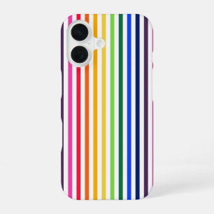 Coque iPhone 16 Arc-en-ciel et rayures blanches Coque-coque iphone
