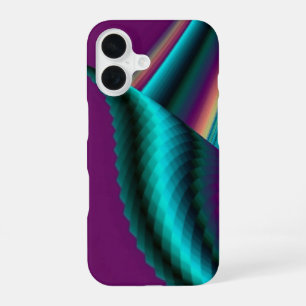Coque iPhone 16 Arc-en-ciel métallique Abstrait futuriste