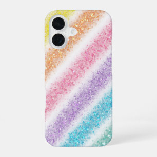 Coque iPhone 16 Arc-en-ciel Pailleté Pastel