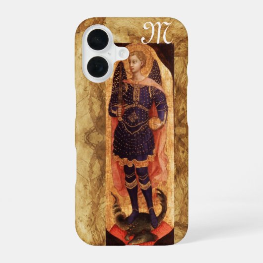 Coque iPhone 16 ARCHANGE SAINT MICHAEL AVEC DRAGON monogramme (Verso)