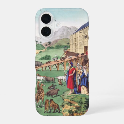 Coque iPhone 16 Arche de Noé avec des animaux (Verso)