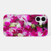 Coque iPhone 16 Arrière - plan de fleurs d'orchidées violettes (Verso Horizontal)
