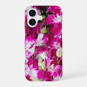Coque iPhone 16 Arrière - plan de fleurs d'orchidées violettes