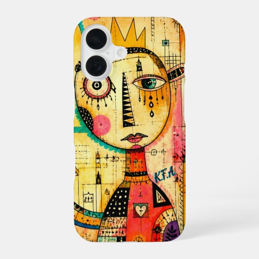 Coque iPhone 16 Art abstrait avec initiales (Verso)