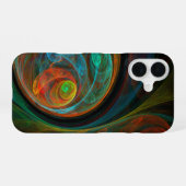 Coque iPhone 16 Art abstrait bleu Renaissance (Verso Horizontal)