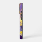 Coque iPhone 16 Art abstrait bleu, violet et jaune (Côté gauche)