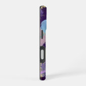 Coque iPhone 16 Art abstrait bleu, violet et jaune (Côté droit)