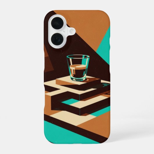 Coque iPhone 16 Art abstrait d'espresso rétro (Verso)
