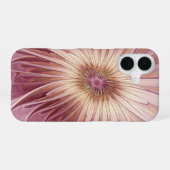 Coque iPhone 16 Art Abstrait Fractal Fleur & Tons de Bourgogne (Verso Horizontal)