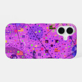 Coque iPhone 16 Art abstrait : Glitch violet (Verso Horizontal)