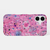 Coque iPhone 16 Art abstrait maximaliste rose (Verso Horizontal)