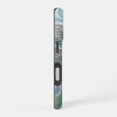 Coque iPhone 16 Art abstrait papillon bleu vert fantasy fractal (Côté droit)
