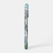 Coque iPhone 16 Art abstrait papillon bleu vert fantasy fractal (Côté droit)