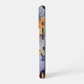 Coque iPhone 16 Art abstrait violet, or et bleu de luxe (Côté gauche)