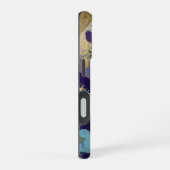 Coque iPhone 16 Art abstrait violet, or et bleu de luxe (Côté droit)