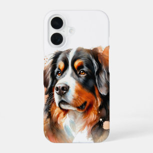 Coque iPhone 16 Art aquarelle de chien de montagne bernois