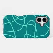 Coque iPhone 16 Art de ligne sarcelle (Verso Horizontal)