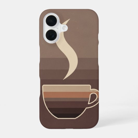 Coque iPhone 16 Art de tasse à café rétro stylisé (Verso)