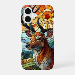 Coque iPhone 16 Art de verre coloré, Art de cerf de style verre co