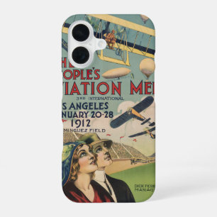 Coque iPhone 16 Art de voyage Rétro 1912 Los Angeles Air Show