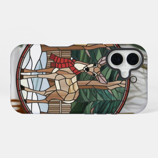 Coque iPhone 16 Art En Verre Tiré, Style Verre Tiré Art Cerf (Verso Horizontal)