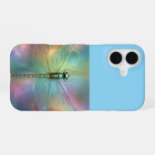 Coque iPhone 16 Art fractal élégant de libellule pastel, (Verso Horizontal)