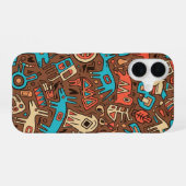 Coque iPhone 16 art indien apache traditionnel (Verso Horizontal)