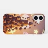 Coque iPhone 16 Art Pixel de Falaises Flottantes Rétro (Verso Horizontal)