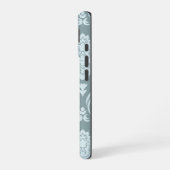 Coque iPhone 16 Art Rococo Damassé I Bleu Canard + Sarcelle (Côté gauche)