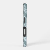 Coque iPhone 16 Art Rococo Damassé I Bleu Canard + Sarcelle (Côté droit)