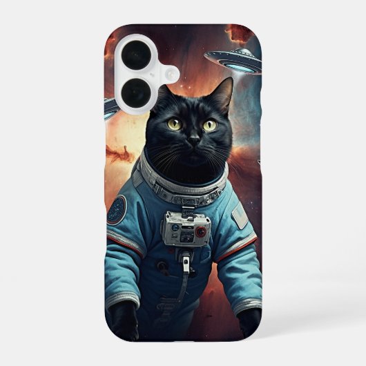 Coque iPhone 16 Astronaut de chat galactique (Verso)