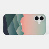 Coque iPhone 16 Aube de montagne rétro pastel (Verso Horizontal)